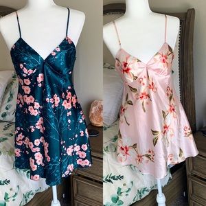 Set of 2 - Silky Floral Nightgowns